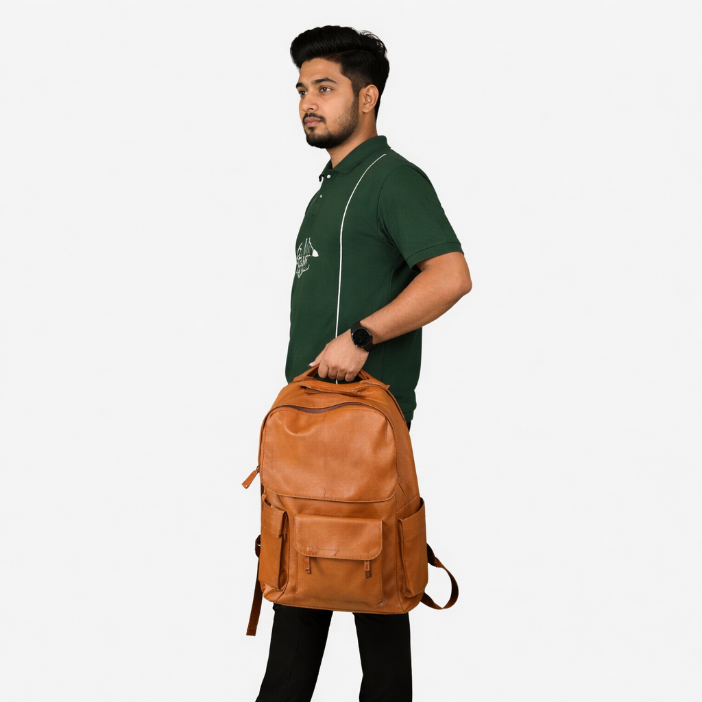 LeatherHush Premium Buffalo Leather Backpack