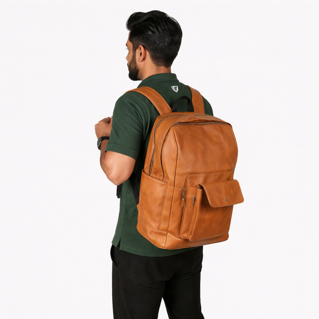 LeatherHush Premium Buffalo Leather Backpack