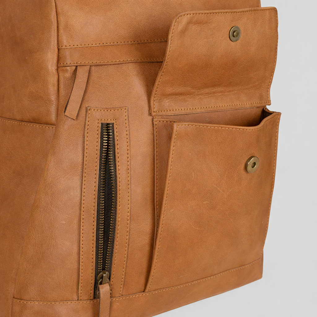 LeatherHush Premium Buffalo Leather Backpack