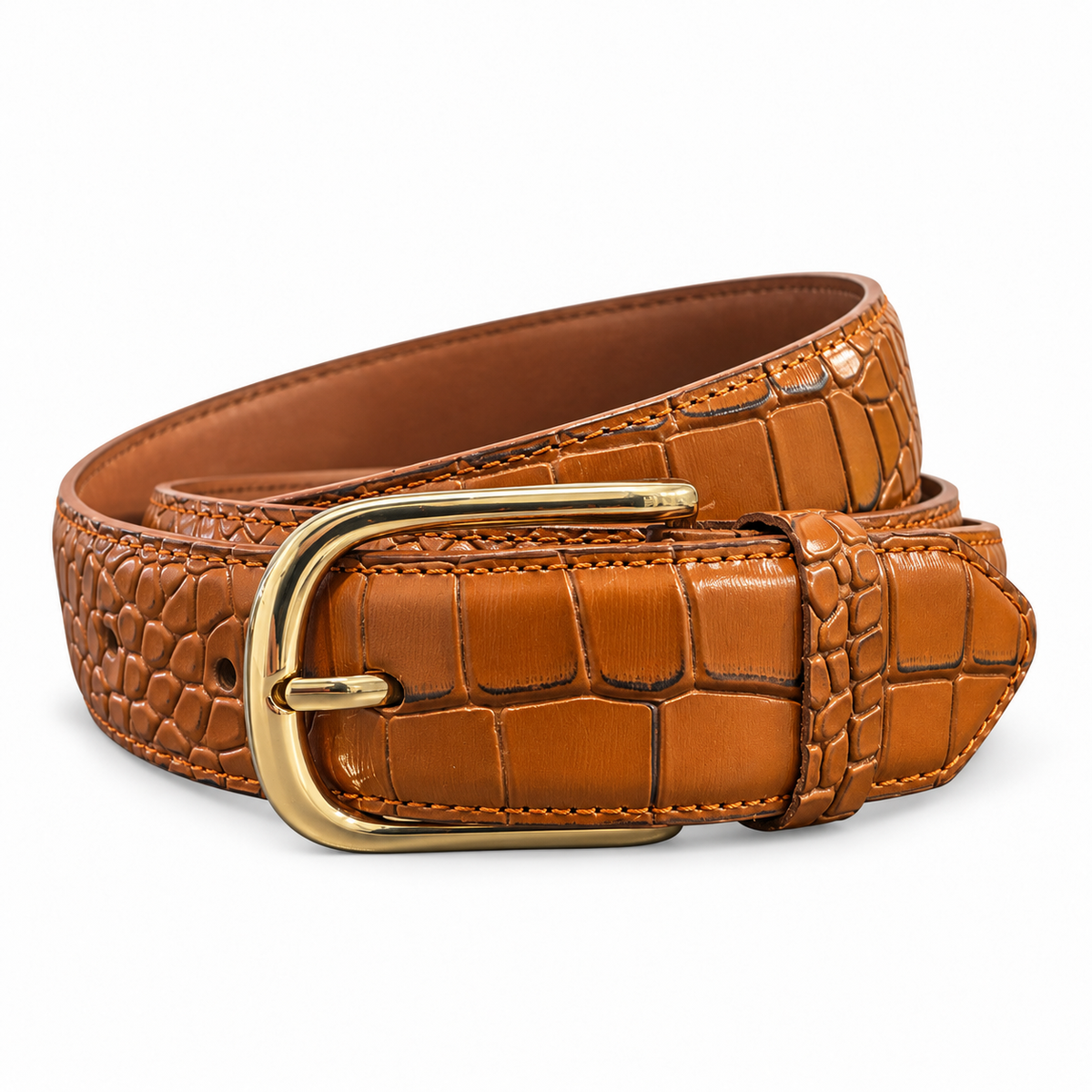 The Vercilli Crocodile-Embossed Buffalo Leather Belt