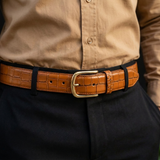 The Vercilli Crocodile-Embossed Buffalo Leather Belt