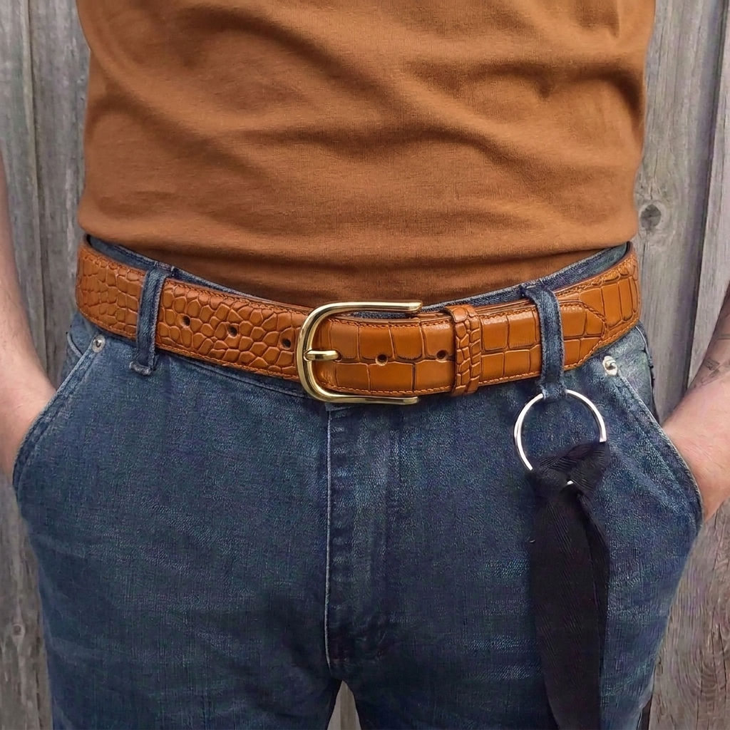 The Vercilli Crocodile-Embossed Buffalo Leather Belt