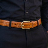 The Vercilli Crocodile-Embossed Buffalo Leather Belt