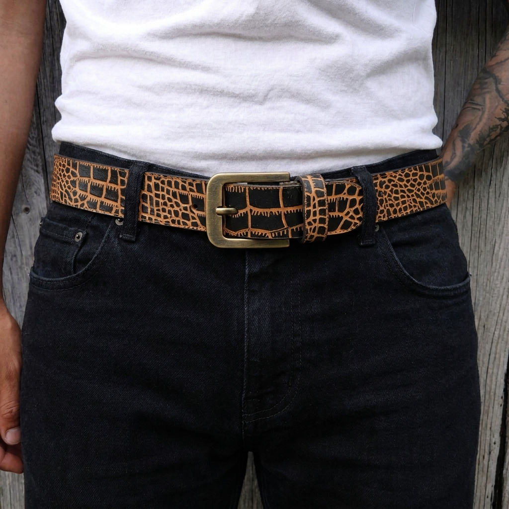 The Montrose Exotic-Embossed Buffalo Leather Belt