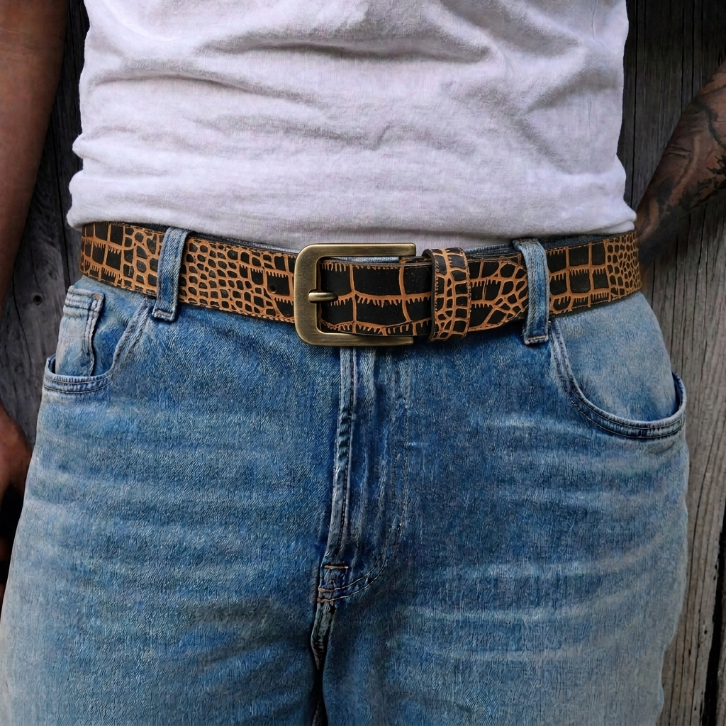 The Montrose Exotic-Embossed Buffalo Leather Belt