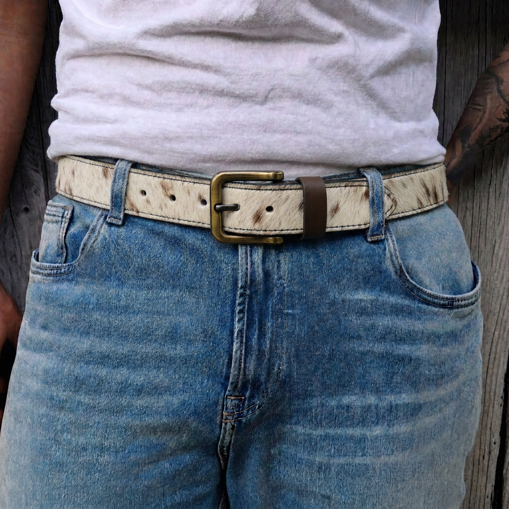 The Aspen Hair-On-Hide Cowhide Leather Belt