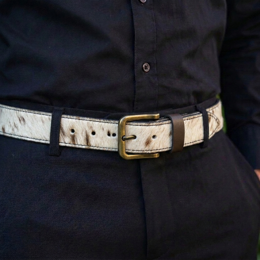 The Aspen Hair-On-Hide Cowhide Leather Belt