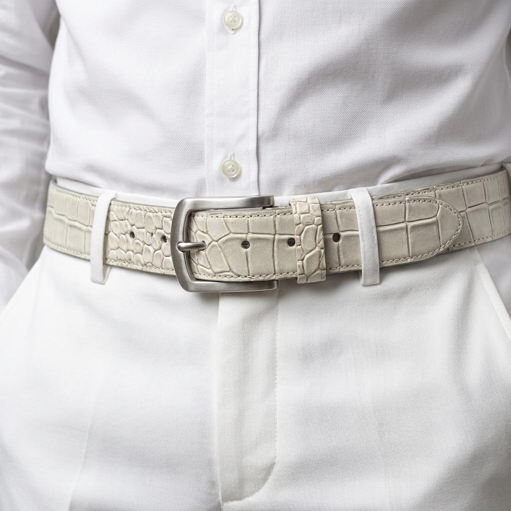 The Monaco Crocodile-Embossed Buffalo Leather Belt